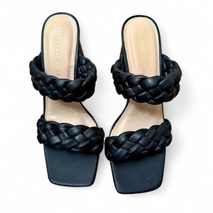 Sincerely Jules Black Braided Strap Heels